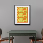 Bold CREATE Pattern ネオン配色 テキストアート｜空間を明るくするモダンポスター｜  インテリアA3ポスター