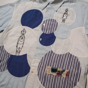 【一点物】ULTRA Embroidery Patchwork Dot Shirts "ULTRAMAN"