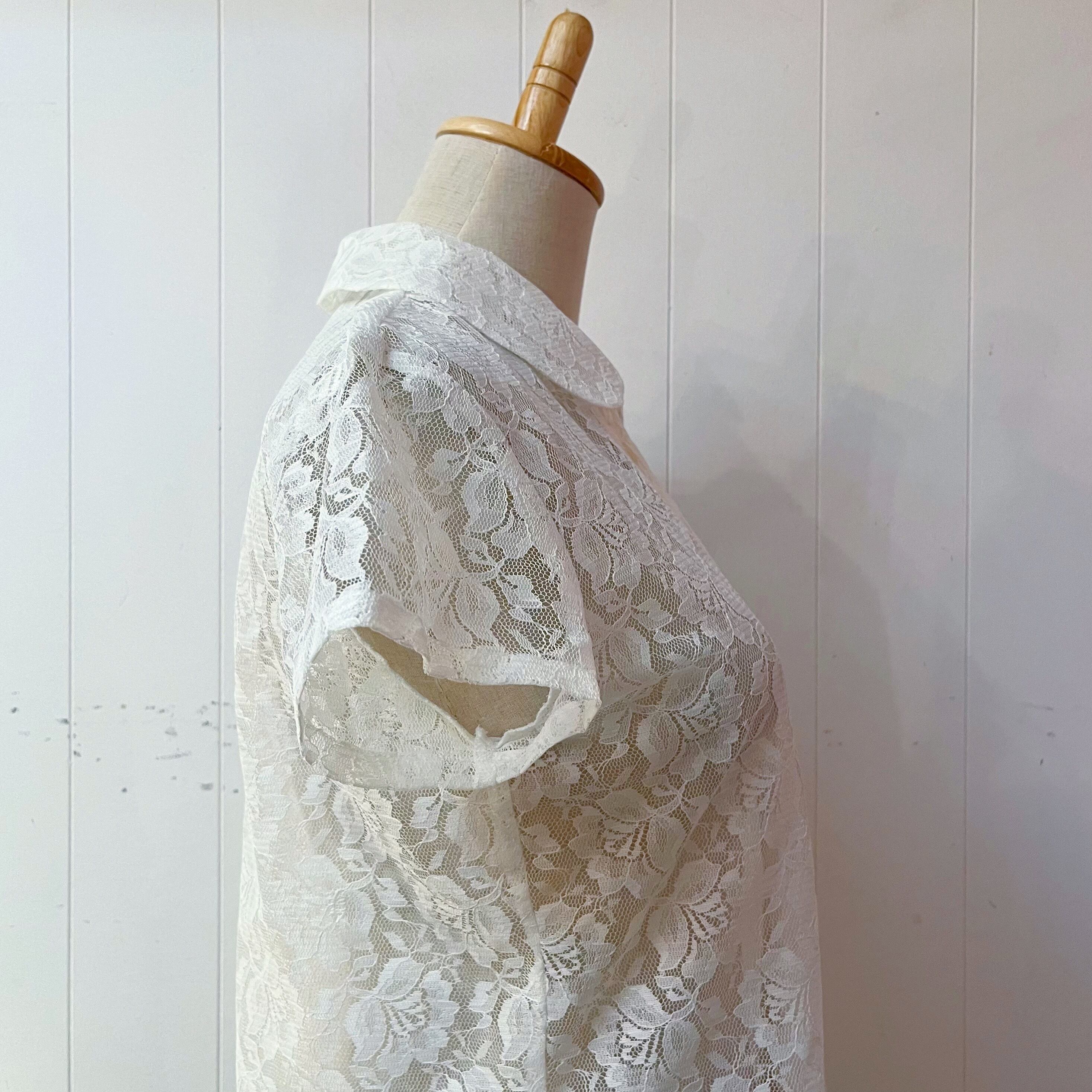 flower russel lace white blouse