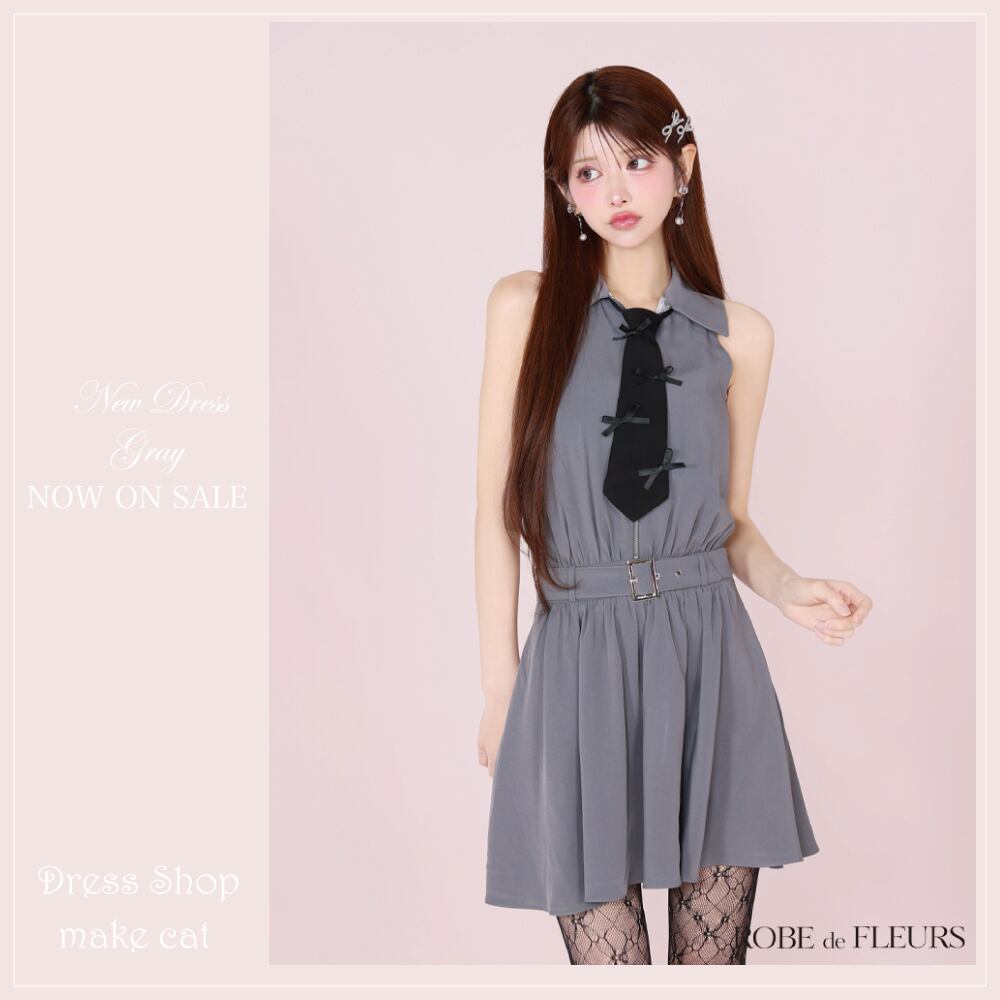 【ROBE de FLEURS 】【送料無料】【即納】【当店特別価格】【税込】リボンネクタイフレアミニキャバドレス 3387 (fm3387)