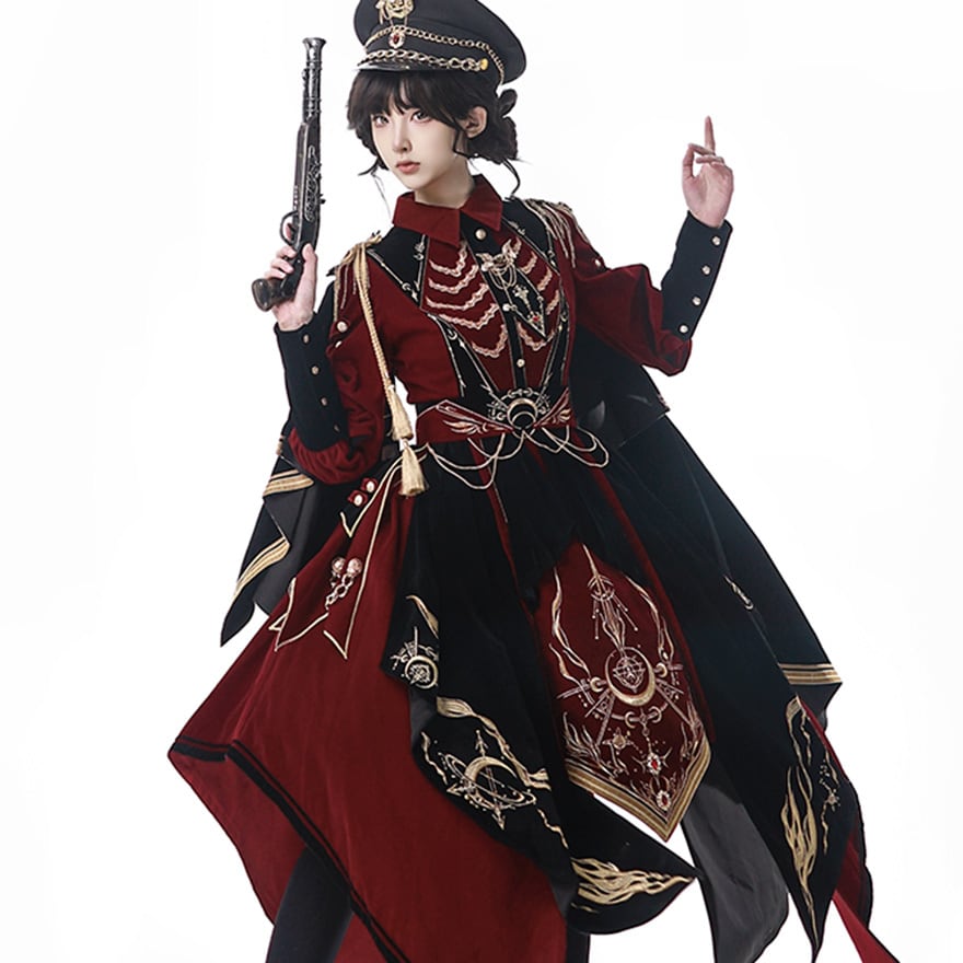 予約商品 ゴスロリ ミリロリ 7点セット ケープ 帽子 肩章 コンカフェ