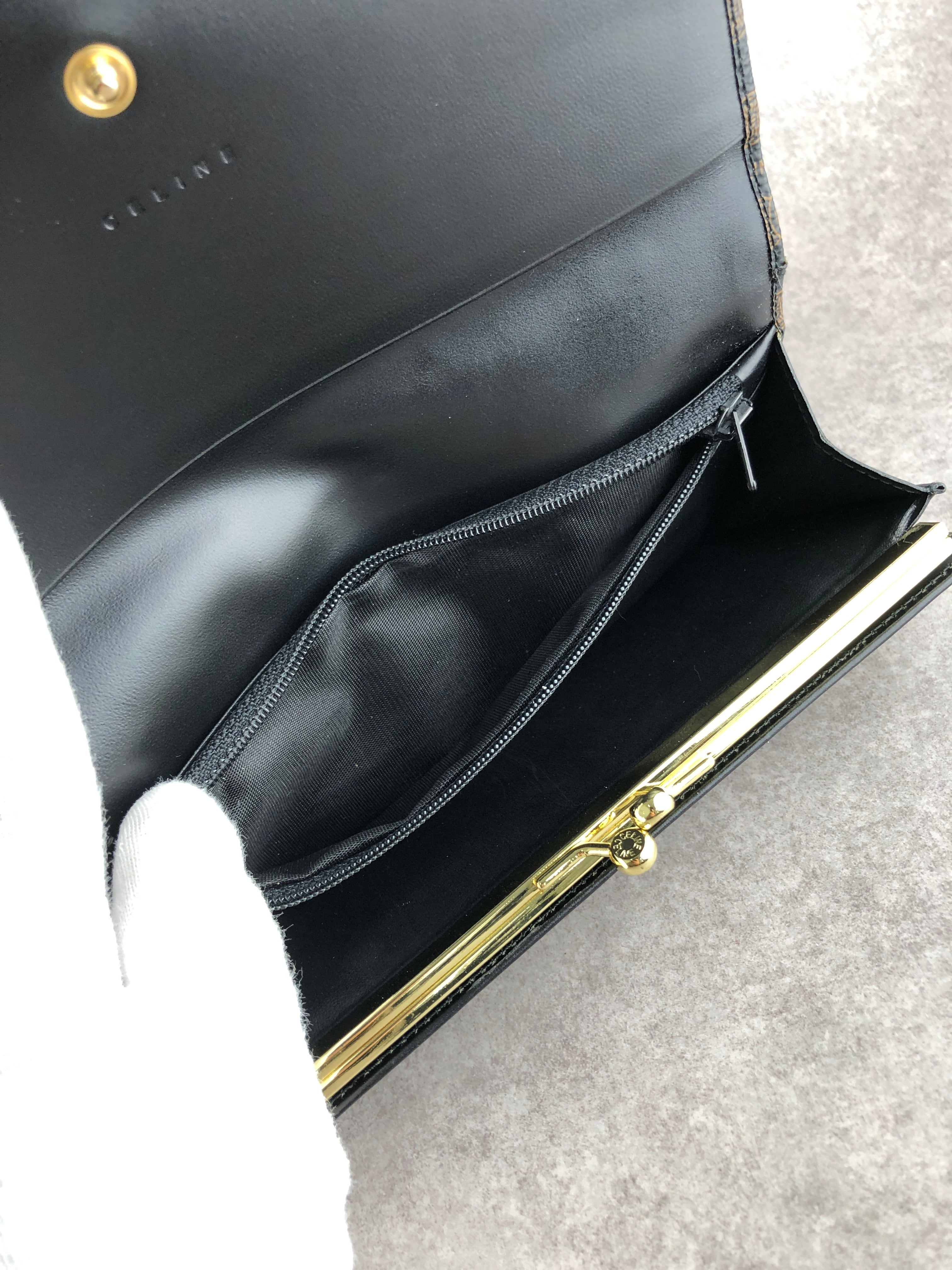 CELINE セリーヌ マカダム 財布 ブラック PVC レザー 長財布 vintage