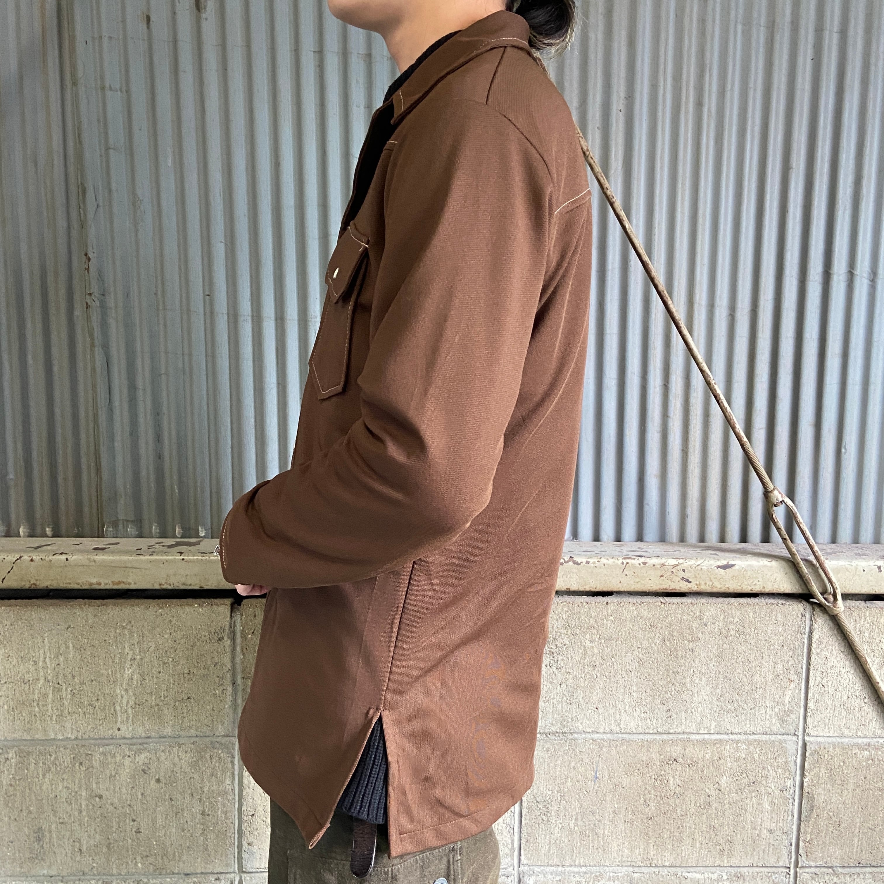 70年代 BIG YANK 開襟 オープンカラー ポリシャツ ウエスタンシャツ