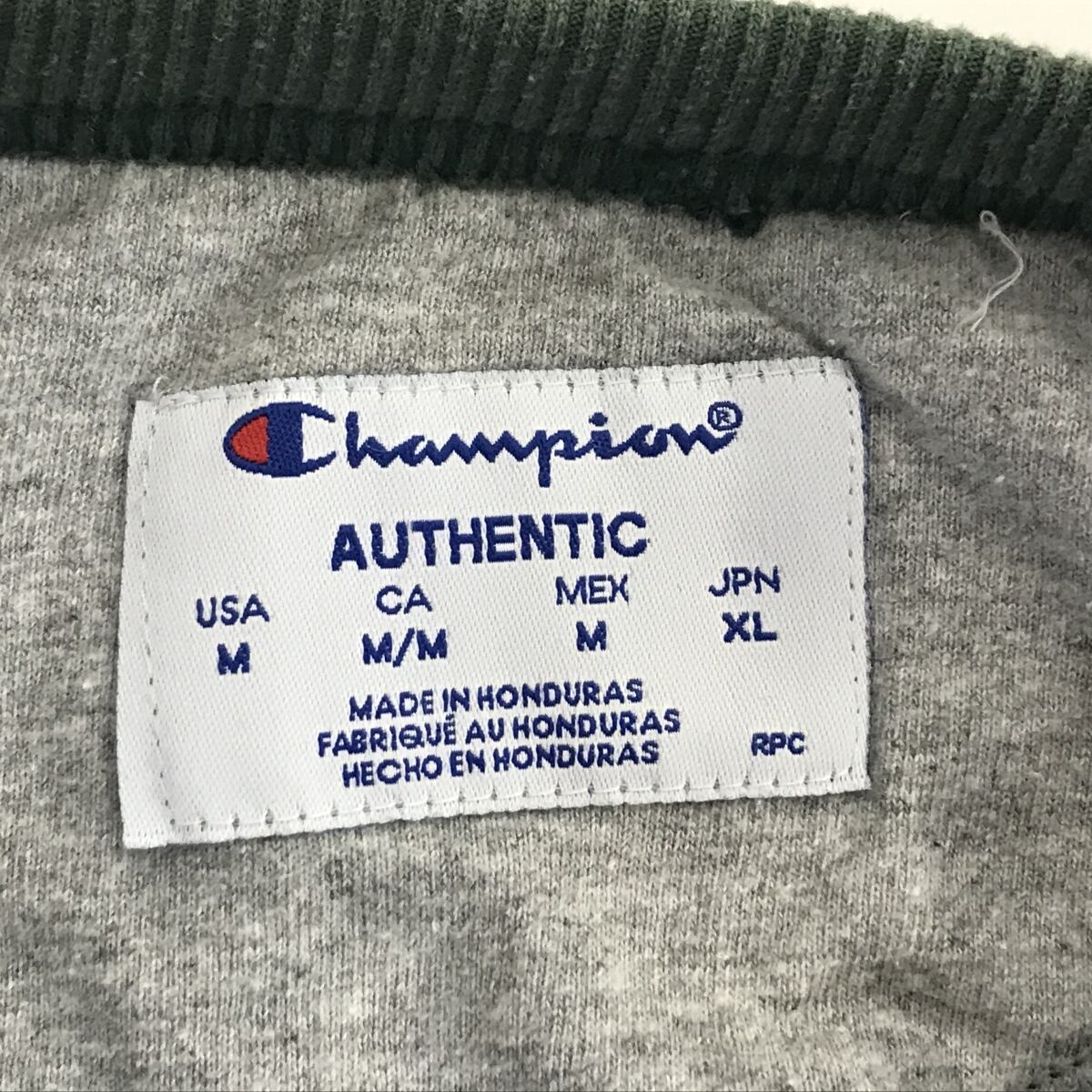 CHAMPION AUTHENTIC ECO チャンピオン オーセンティック 00年代 胸ワンポイント 目入り スウェット カーキグリーン L 長袖