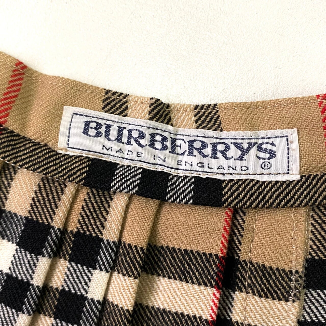 イングランド製 BURBERRYS バーバリー チェック柄 プリーツ ウール