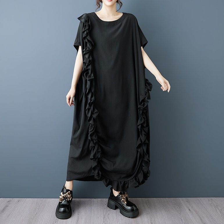 RUFFLED LOOSE FIT MIDI DRESS M-18274