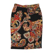 LEONARD レオナール ペイズリー 総柄 シルク混 タイトスカート 70-95 /ブラック×マルチ/レディース