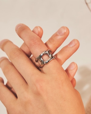 316L Big chain double ring【SILVER】 #r133