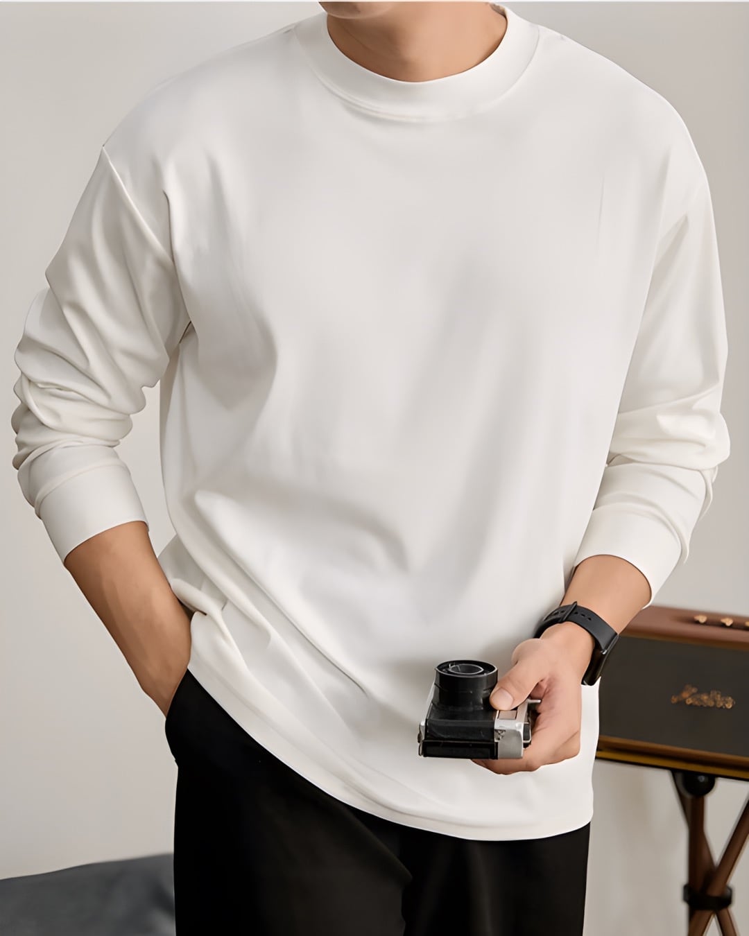 オーバーサイズ シンプルロングスリーブTシャツ 4色 A0091