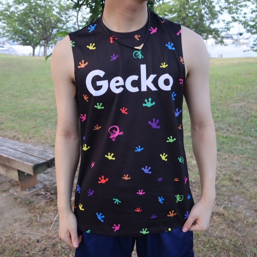 Gecko ノースリーブシャツ カラフル×ホワイト | 野球・ソフトボール