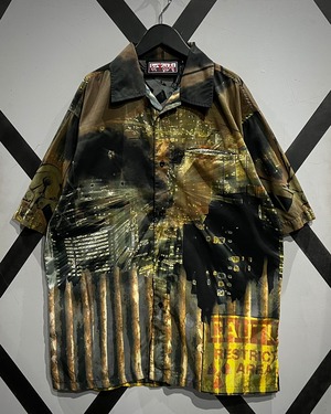 【X VINTAGE】Cyber Design Vintage Loose S/S Open Collar Shirt