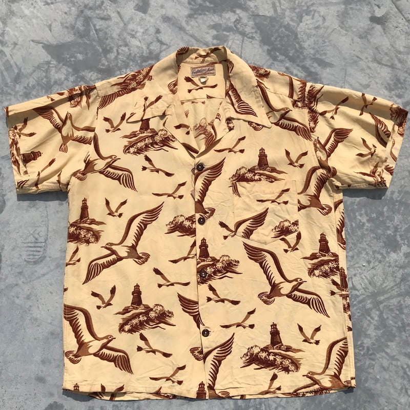 50s 60s Tahiti SHIRT-JAC レーヨンアロハシャツ 15M