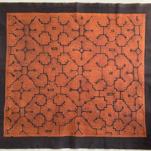 03中型茶94x83cm シピボ族の泥染め 先住民族 タペストリー 草木染め風呂敷 民芸布 幾何学模様の布 Shipibo 03中型茶94x83cm シピボ族の泥染め 先住民族 タペストリー 草木染め風呂敷 民芸布 幾何学模様の布 Shipibo