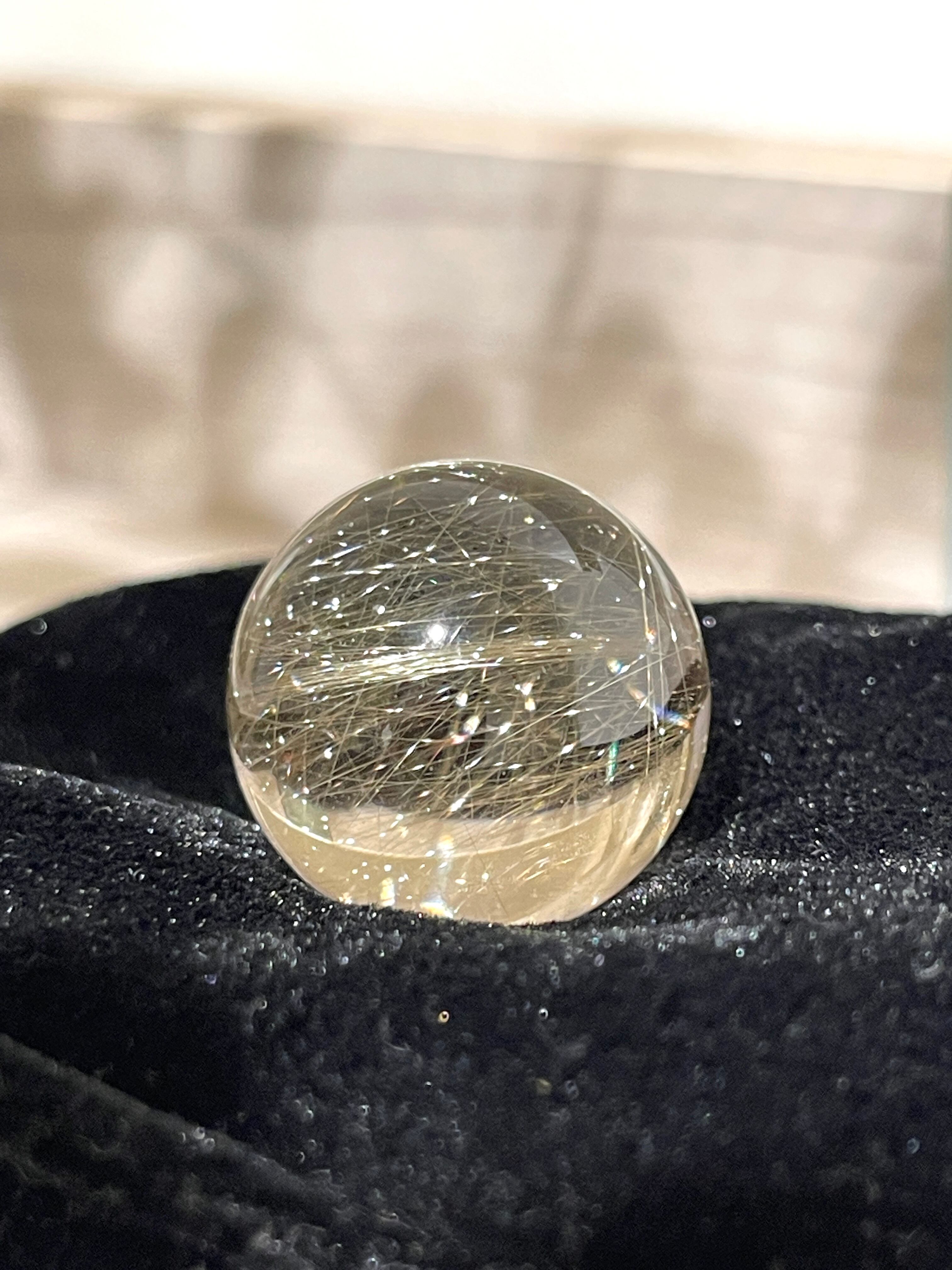 高品質】タイチンルチルクオーツ 丸玉 22mm 高品質++]ブラジル産