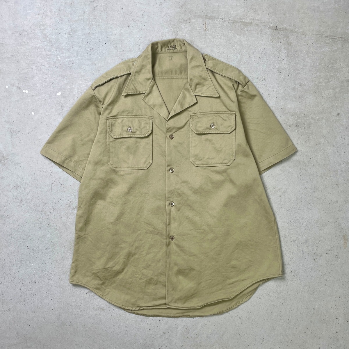 71年納品 米軍実品 US ARMY 半袖 ミリタリーシャツ チノシャツ 開襟 