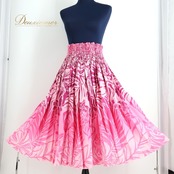 フラダンス 衣装 パウスカート ピンク系 アロハエミカ シングル モンステラ柄 プルメリア柄 ハイビスカス柄 紫 グラデーション パウケース 華やか 鮮やか Aloha Emika ハワイアン アロハ かわいい スカート ハワイアンプリント パープル系