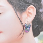 グラデーションの美しいつぶつぶサークルピアス イヤリング  紫陽花カラー　水色　紫
