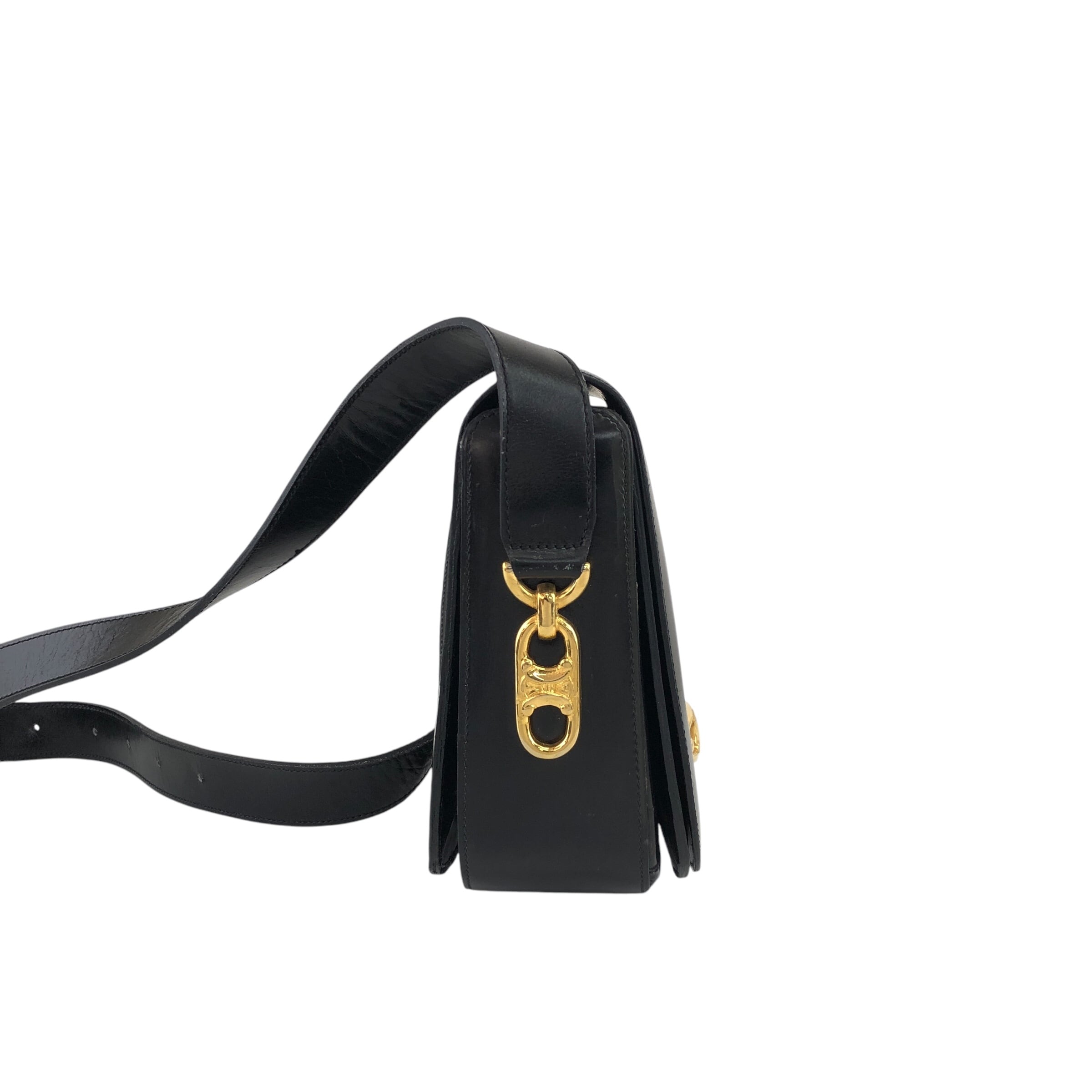 CELINE セリーヌ ショルダーバッグ ブラック ブラゾン レザー vintage