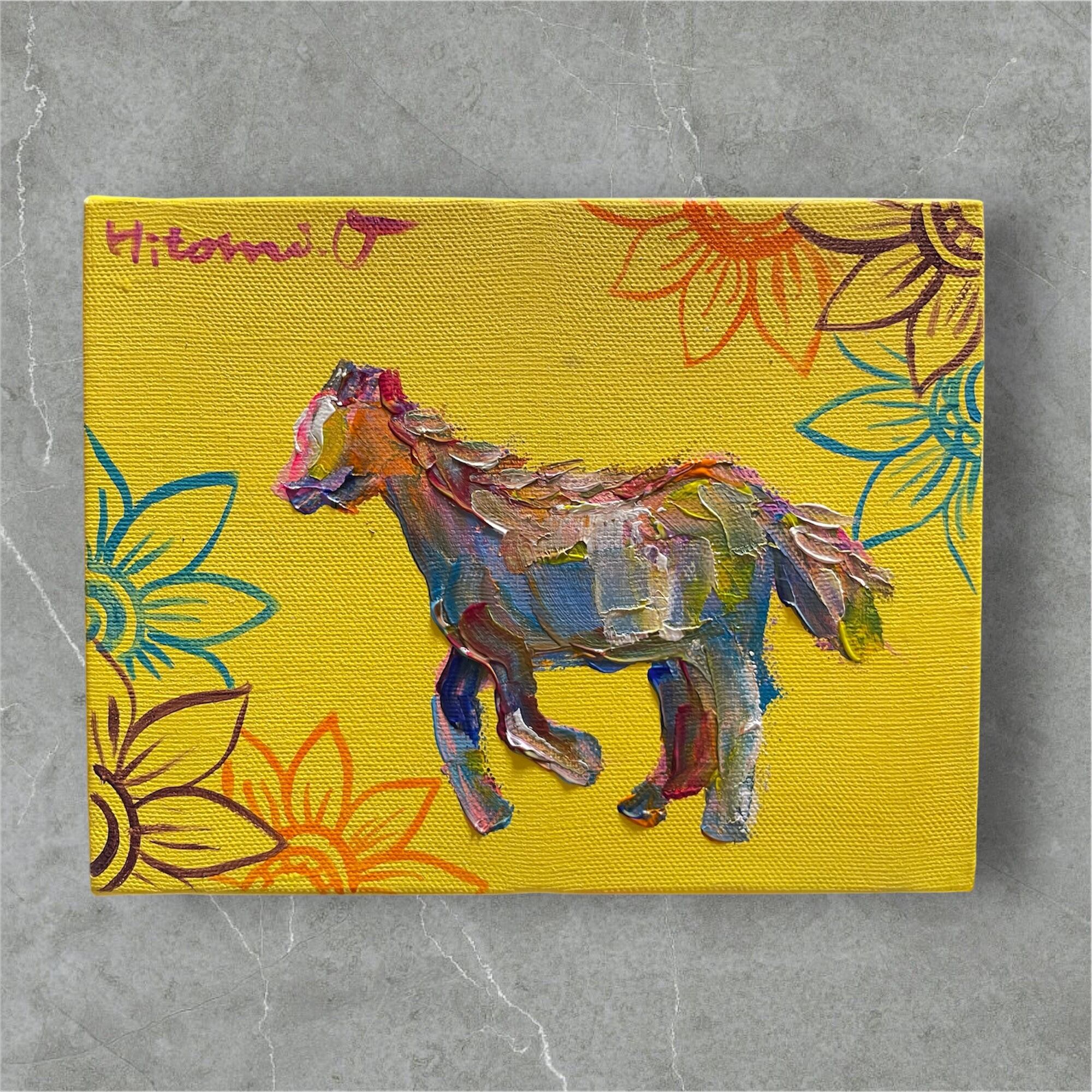 A-74/24】動物画 キリン アクリル画 原画 絵画 現代アート キャンバス