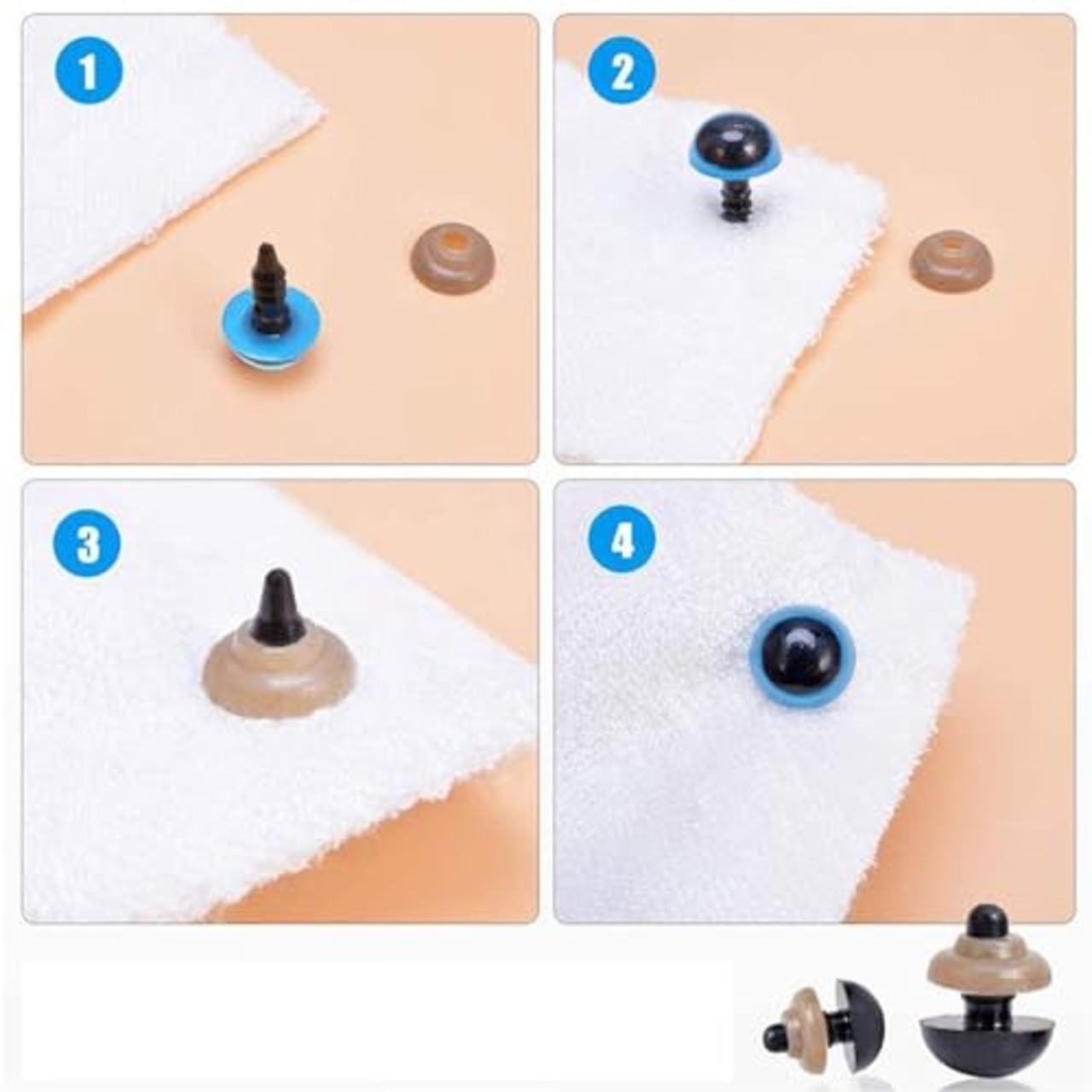 MOMI ぬいぐるみ 目 パーツ 目玉 パーツ さし目 ドールアイ さし鼻 動物鼻 手芸パーツ 手作り DIY 縫製 パーツ 材料 黒目 動物 人形 おもちゃ 752pcs 多色 （5mm/6mm/8mm/10mm/12mm）