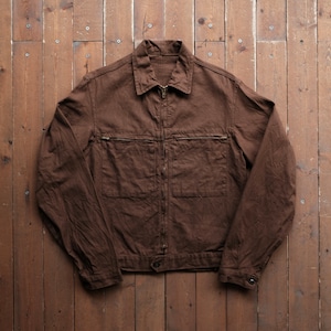 60s FRENCH VINTAGE BROWN COTTON CYCLIST JACKET