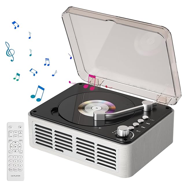 ミュー ジュックボックス USB/AM/FM機能付き KOVCDVI デスクCDプレーヤー Bluetooth受信/送信 スピーカー内蔵 CD