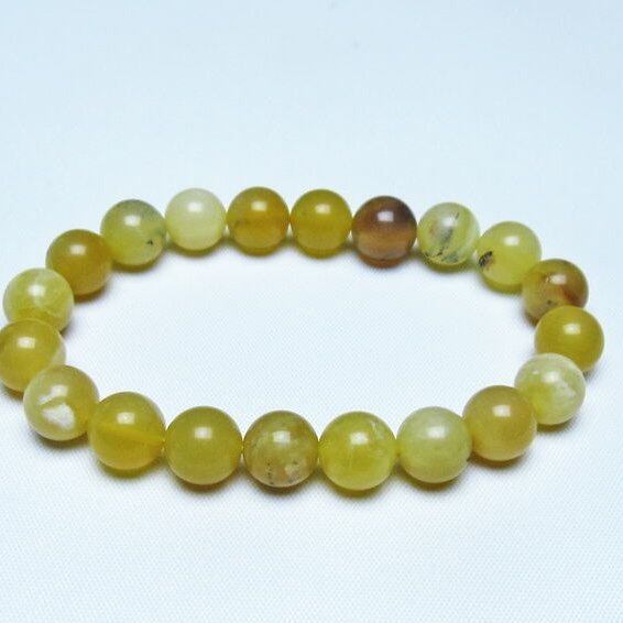 オパール ブレスレット 10mm イエローオパール コモンオパール 一点物 メール便可 [M便 1/10] 111-48681