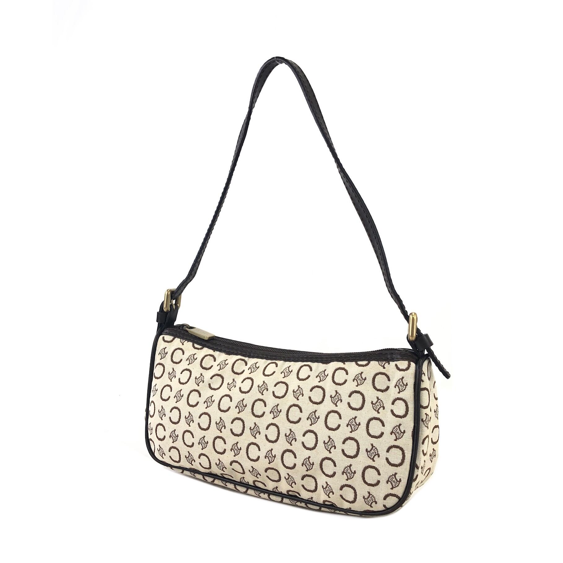 C-CO　CELINE マカダム柄 ホーボーバッグ　ヴィンテージ CELINE セリーヌ Cマカダム ファブリック×レザー ホーボーバッグ