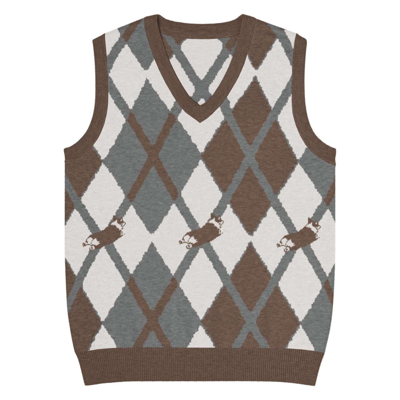WIGGLE ARGYLE Knit Vest　[T0098]