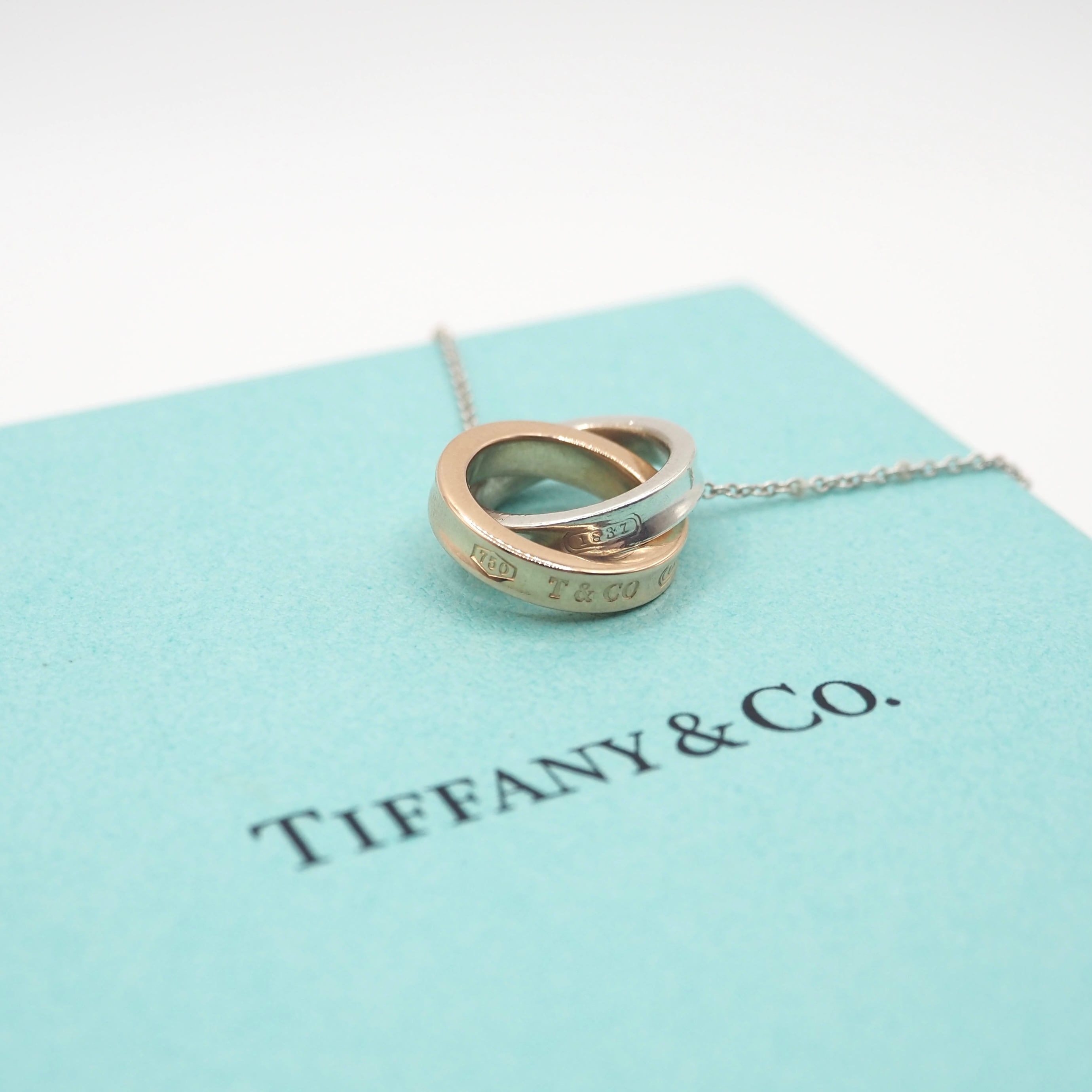 Tiffany&Co. インターロッキング サークル コンビ ネックレス シルバー925 K18 ティファニー 付属品付き