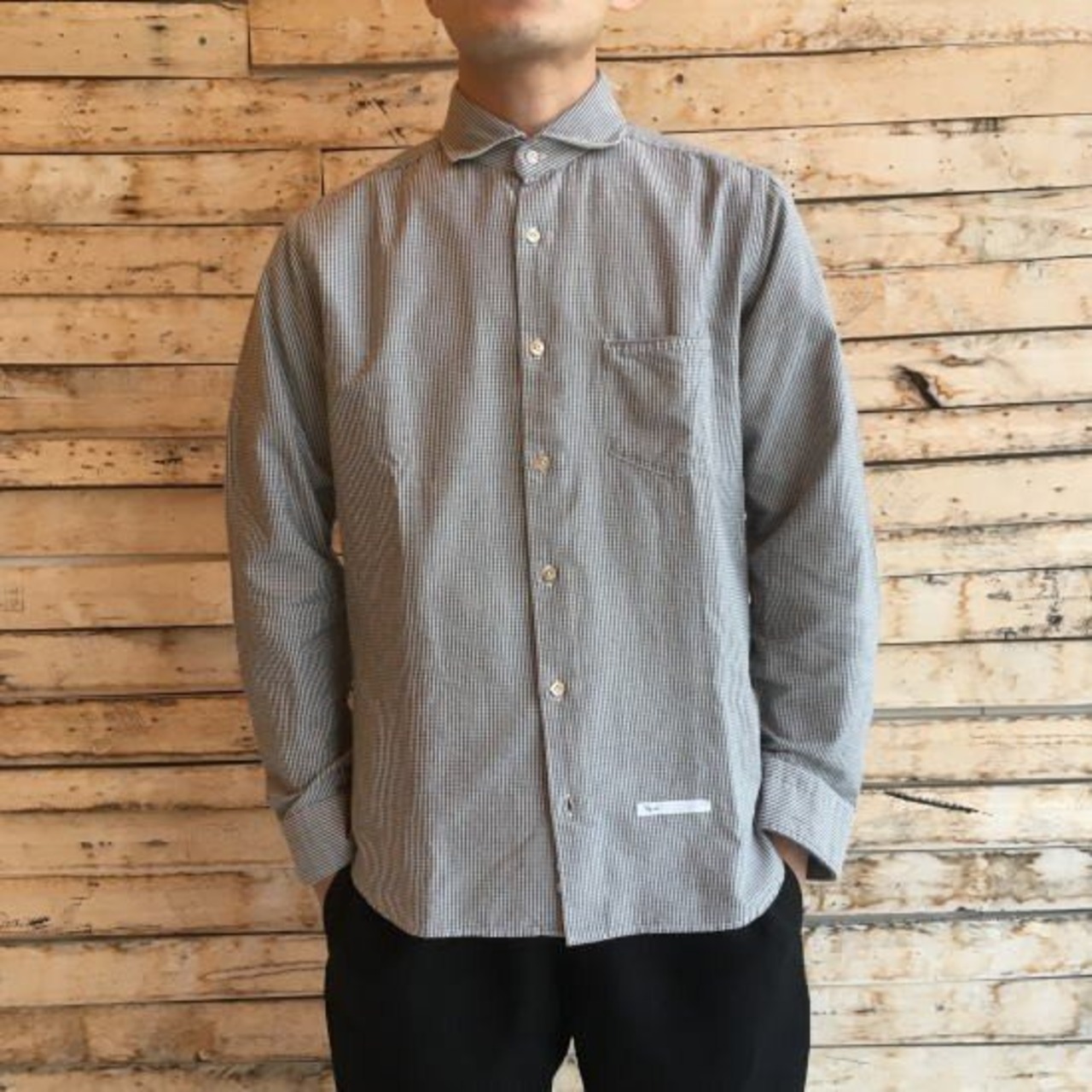 DNL Italy ホリゾンタルカラースリムシャツ　グレー 【SALE】
