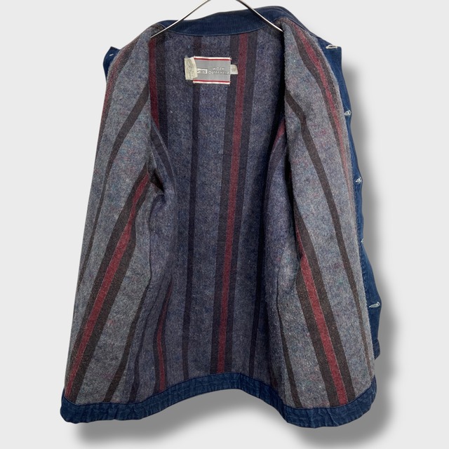 80s SEARS デニムカバーオール　L USA製　裏地ブランケット　シアーズ