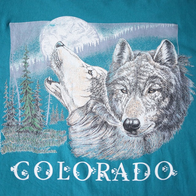 "狼" box print h/s big tee