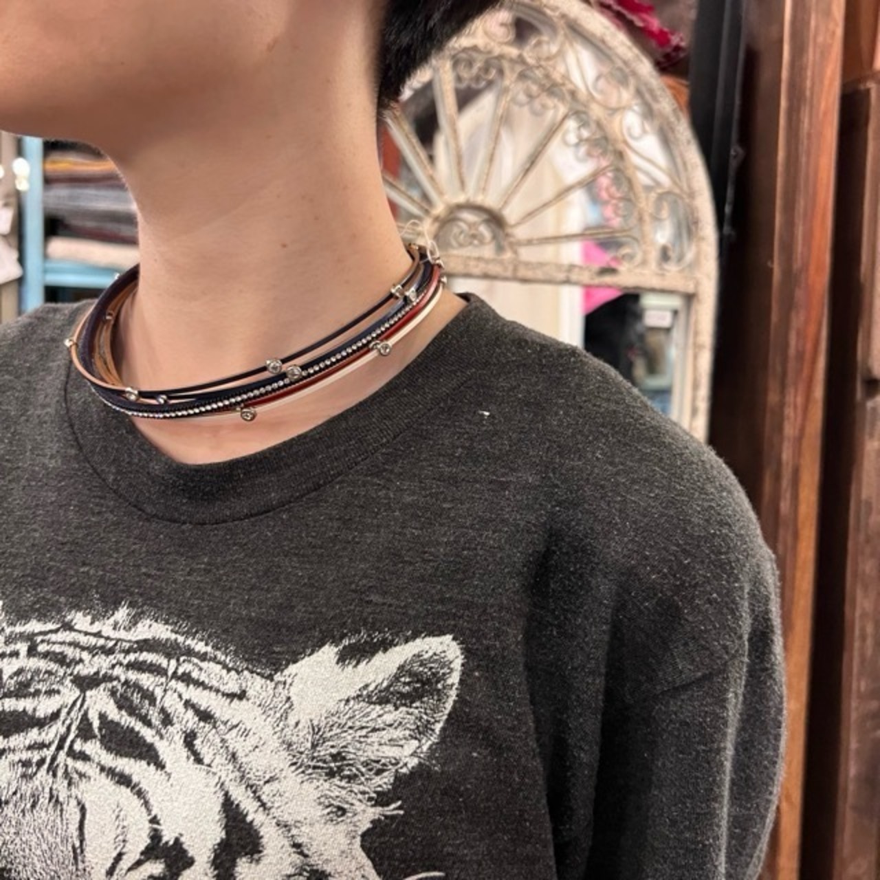 TOPANGA Accessory　ブルーチャームレザーブレスレット　アクセサリー　ブレスレット　レザー　小物　夏コーデ
