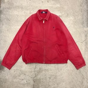 90s POLO RALPH LAUREN/Swing Top Jacket/Canada製/L/三角タグ/スイングトップジャケット/レッド/ポニーロゴ/刺繍ロゴ/ポロラルフローレン