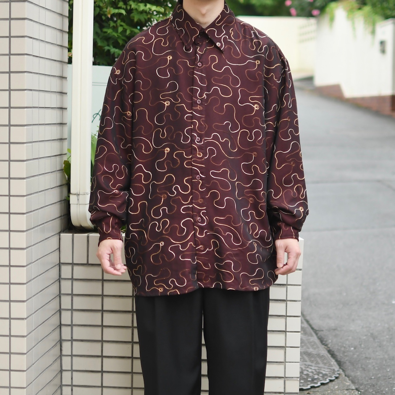 wave chain stitch design shirt