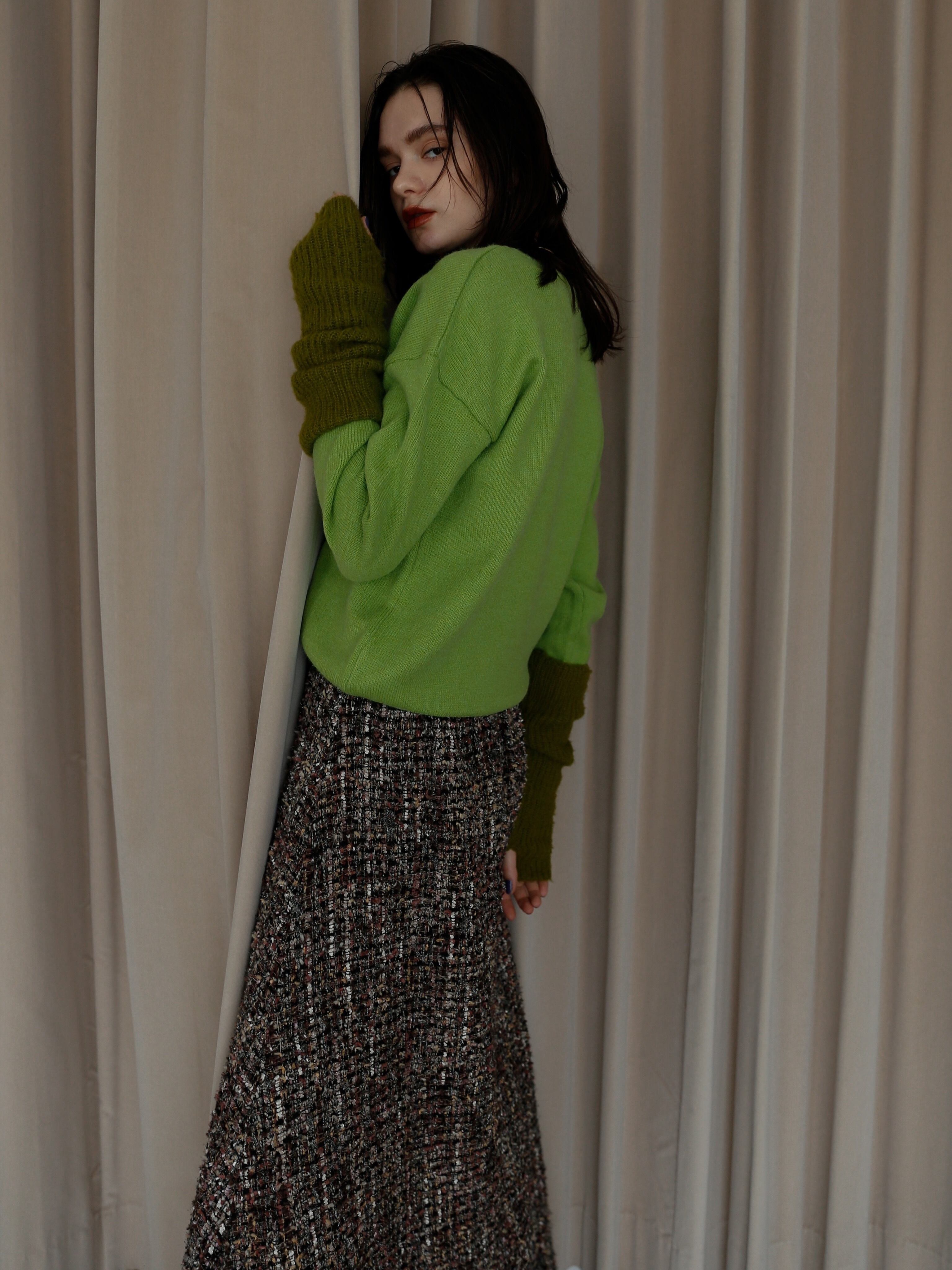 tweed volume long skirt（brown） | Katrin TOKYO