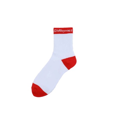 GINRHYMES/"TOP LINE LOGO"SOCKS[SHORT]/RED