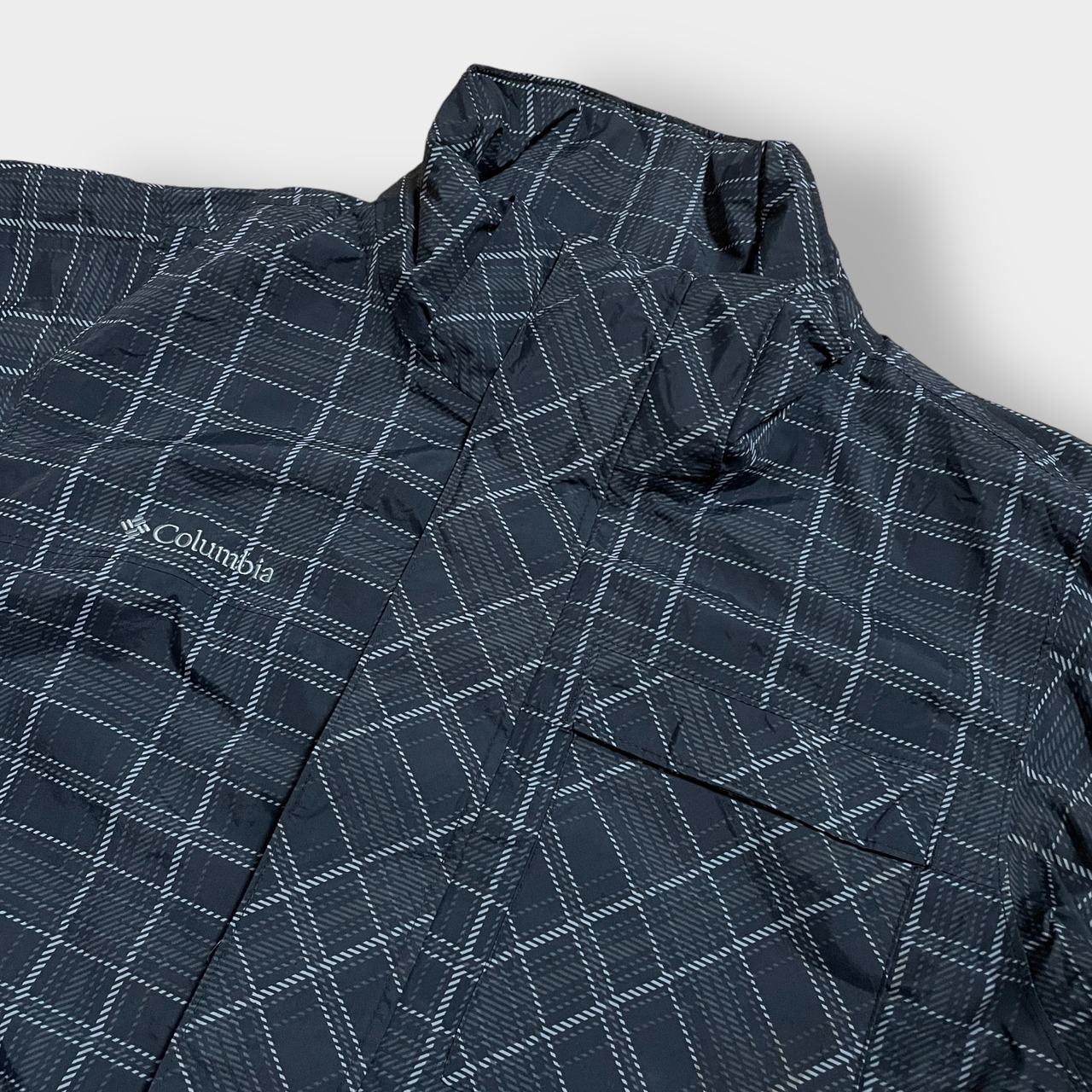 Columbia マウンテンジャケット ナイロンジャケット オムニテック OMNI-TECH アウター ワンポイント チェック柄 刺繍ロゴ M コロンビア  us古着