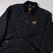 Karl Helmut カールヘルム リバーシブル キルティングジャケット 犬総柄(コットン)×ブラック無地(ナイロン)