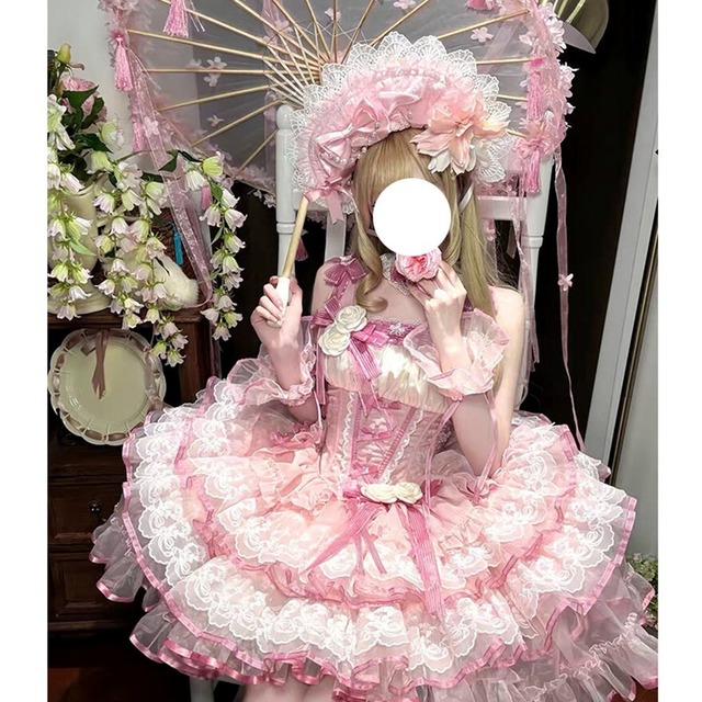 ローズリボンの夢見る舞台 甘ロリフリルドレス