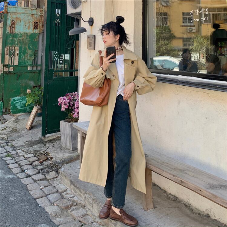 送料無料 不動の人気アウター トレンチコート カジュアル ロングトレンチコート スプリングコート ロング丈 Lamitte Deco トレンド 韓国ファッション ショップ Base店