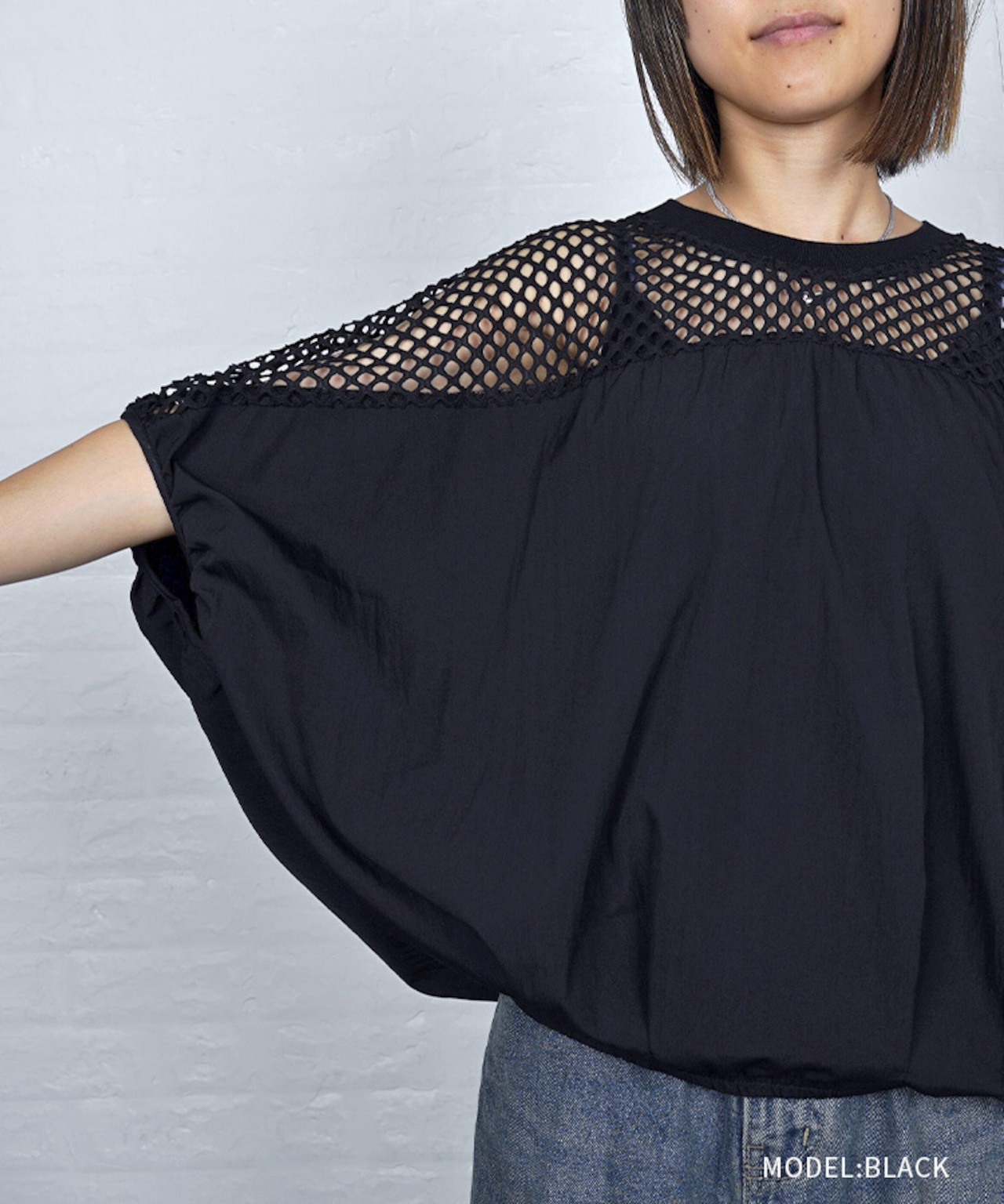 【直営限定ITEM】パンチングドルマンスリーブTOPS (BLACK) CQ-49005H