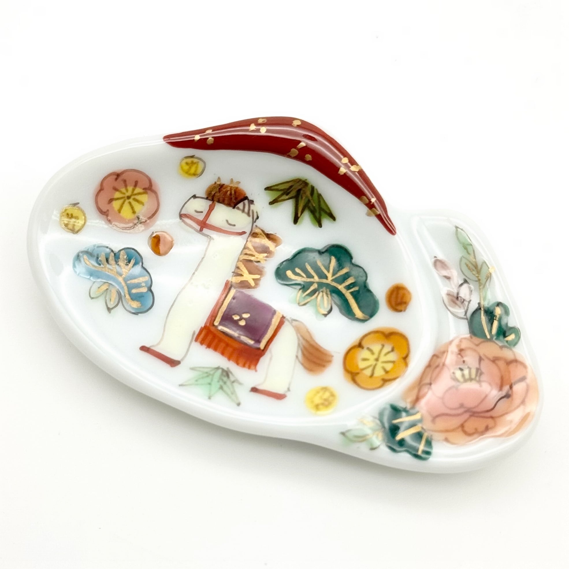 午(松竹梅と牡丹B) 二枚貝箸置き《曽我部治子》 | 24to3［西富陶磁器