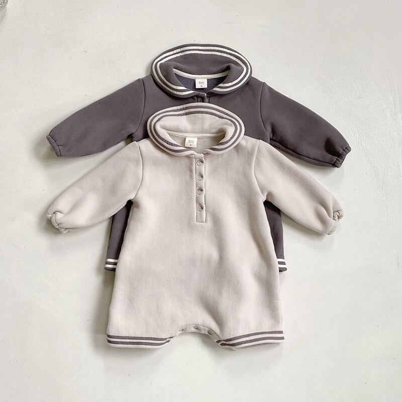 【BABY】韓国風 セーラー暖かいロンパース