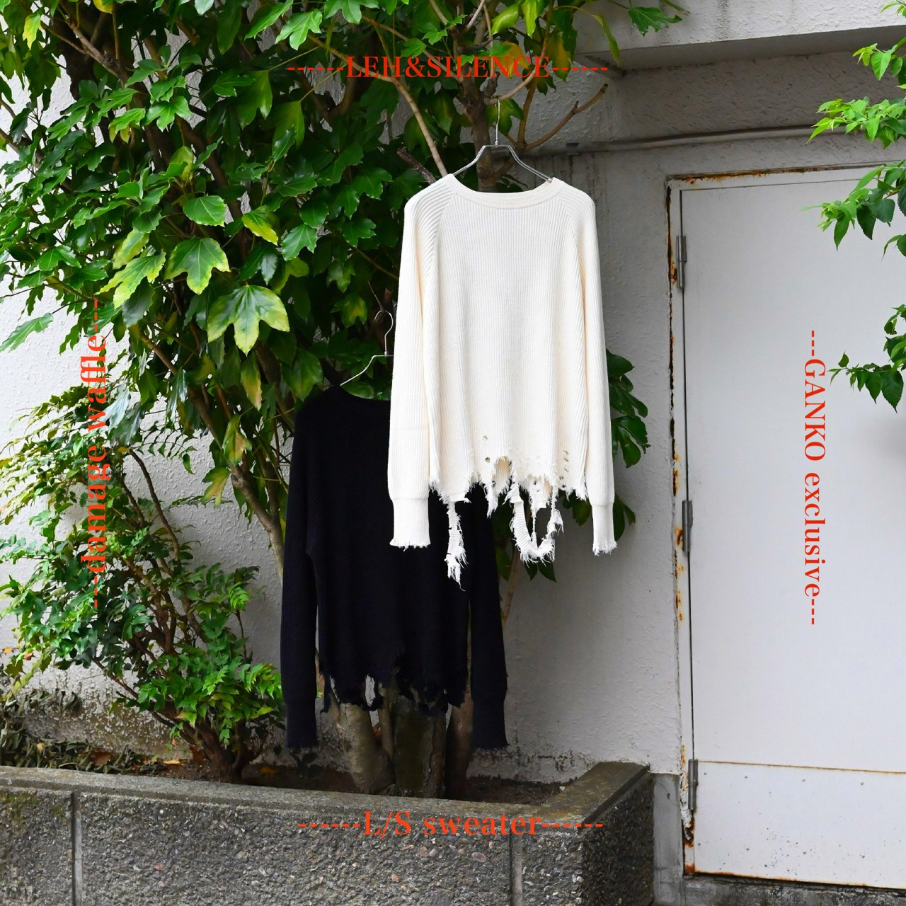 Leh / GANKO別注×damage waffle L/S sweater