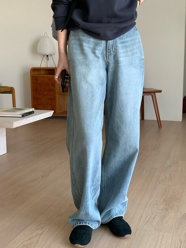 (予約) signature / Grilled denim pants 2color