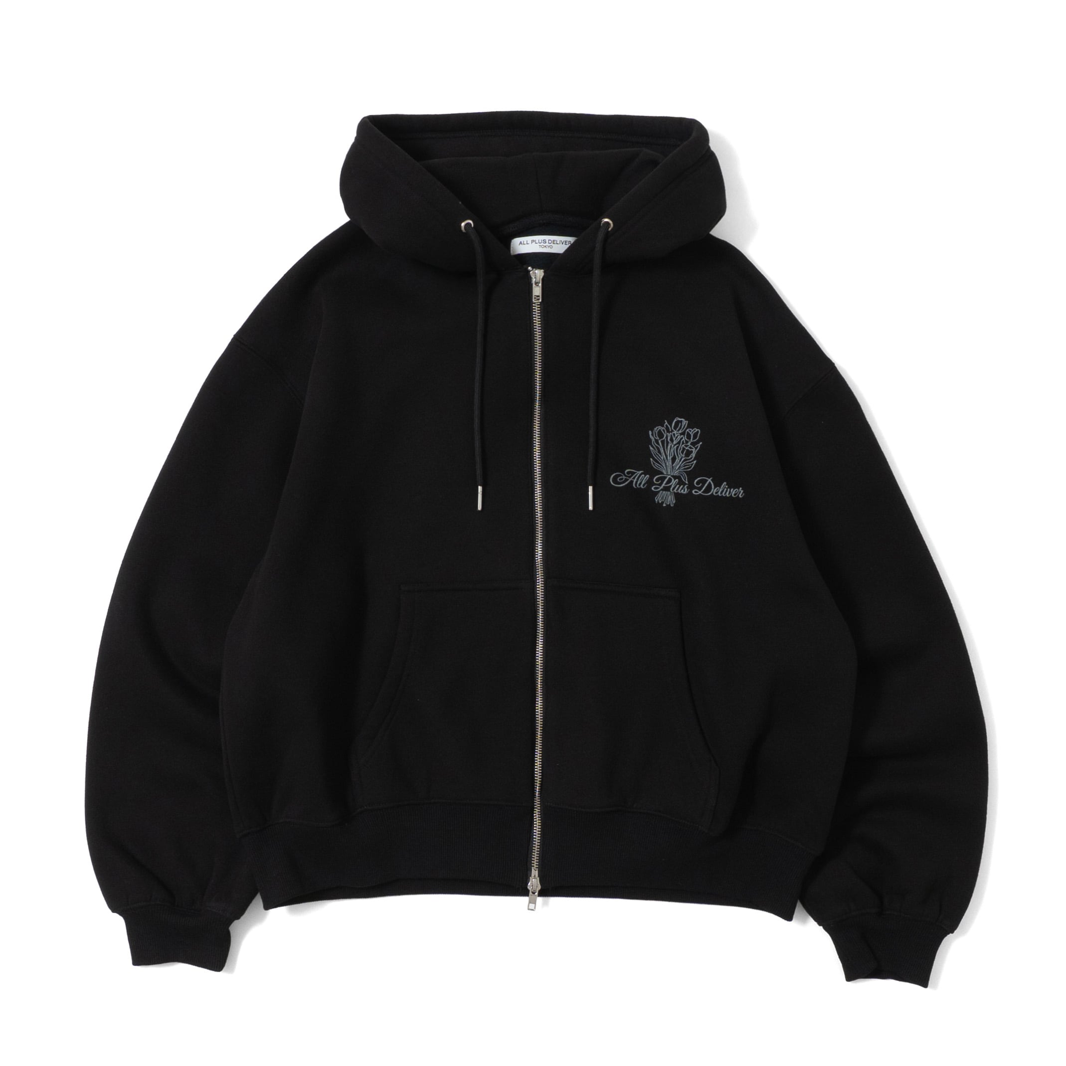 APD TULIP BOUQUET W ZIP HOODIE / BALCK