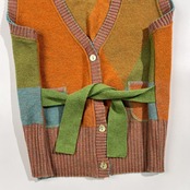 CATHERINE ANDRE カトリーヌアンドレ アンゴラ カシミヤ混 ニット ベスト 前ボタン サイズ L /オレンジ系×マルチ/フランス製/アノア代理