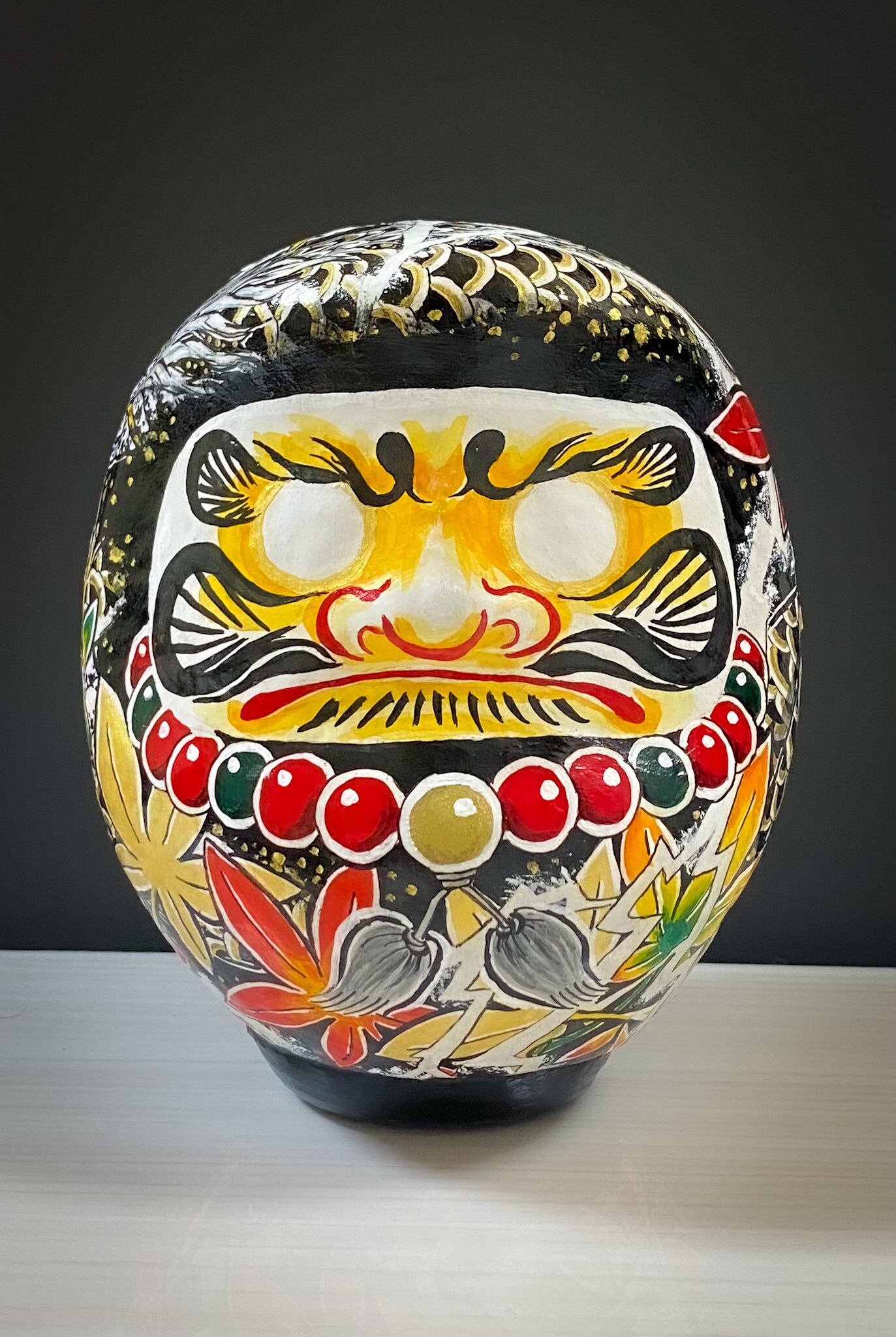 フルオーダー開運数珠達磨 プレミアムMサイズ | japanese art 蘭